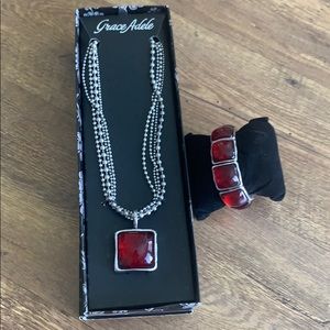 Grace Adele red jewelry set